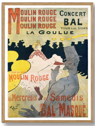 En tidløs plakat, der bringer den glamourøse atmosfære fra Moulin Rouge direkte ind i dit hjem. Perfekt til kunst- og teaterentusiaster, der værdsætter klassisk fransk design.