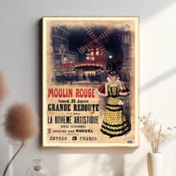 En ikonisk illustration, der fremhæver kabarettens festlige stemning og den berømte kan-can-dans. Perfekt til dem, der elsker Belle Époque og parisisk livsstil.