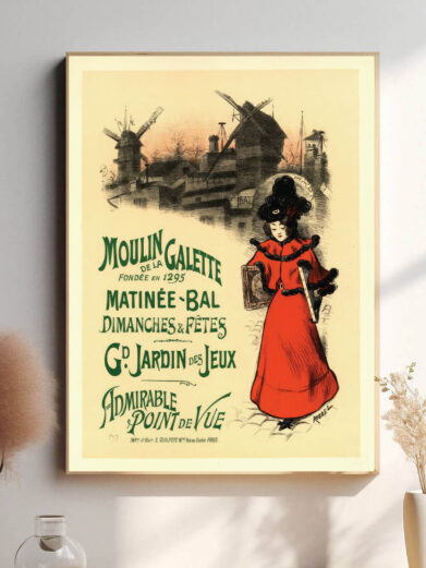 Med sin charmerende og kunstneriske stil fremhæver plakaten det farverige natteliv og de livlige kabaretforestillinger, der var så typiske for Paris i det 19. århundrede.