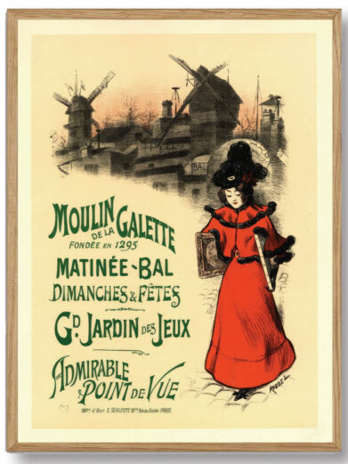 En smuk illustration, der udstråler glamour og feststemning. Perfekt til at tilføje et strejf af pariserlivets livlighed og stil til din indretning.