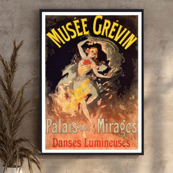 En ikonisk plakat, der fremhæver den unikke atmosfære fra Musée Grévin. Plakaten fanger magien ved voksfigurerne og deres fantastiske realisme.