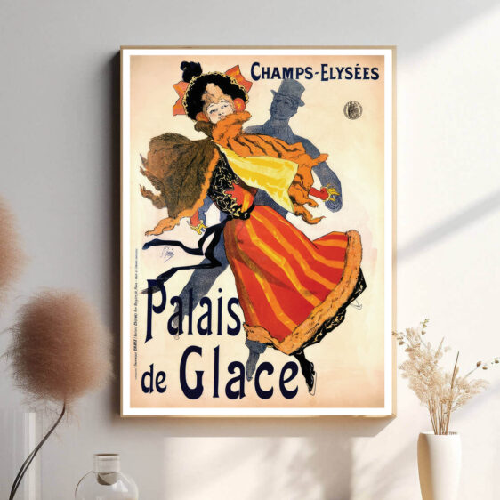 Denne plakat fremhæver den glamourøse skøjtekunst og den iskolde skønhed, der var kendetegnende for Palais de Glace. Perfekt til dem, der elsker vinterens fortryllelse.