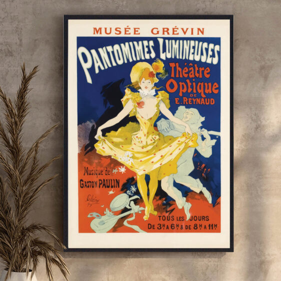 En smuk plakat, der fanger den fortryllende atmosfære af Pantomie Lumineuse. Lys og skygge skaber en dramatisk effekt, der fanger både opmærksomheden og fantasien.