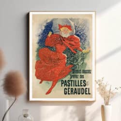 Med sin smukke design og delikate detaljer udstråler plakaten en tidløs æstetik, der hylder de velkendte franske pastiller som et symbol på raffinement og luksus.