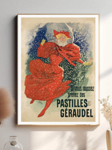 Med sin smukke design og delikate detaljer udstråler plakaten en tidløs æstetik, der hylder de velkendte franske pastiller som et symbol på raffinement og luksus.