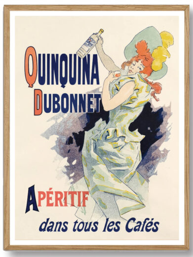 En smuk illustration, der fremhæver den raffinerede og klassiske karakter af Quinquina Dubonnet, ideel til at tilføje et strejf af fransk stil til ethvert hjem.