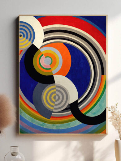 Denne plakat fremhæver Delaunays unikke tilgang til farve og form. Color Circle er et smukt eksempel på hans evne til at skabe en visuel dynamik, hvor farverne interagerer og skaber en følelse af bevægelse og energi.