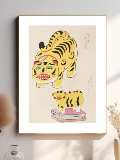 Tigeren repræsenterer mod og beskyttelse, fanget i et tidløst kunstnerisk udtryk.