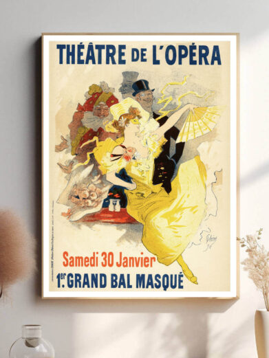 Denne plakat udstråler den luksuriøse og kunstneriske aura af Théâtre de l'Opéra, hvor musik og teater mødes i perfekt harmoni.