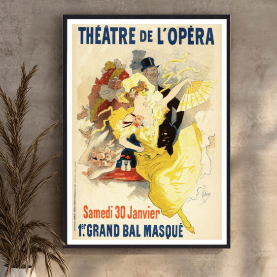 En majestætisk vintage-plakat, der fanger den storslåede atmosfære fra Théâtre de l'Opéra. Den dramatiske design og rige detaljer bringer den parisiske operaoplevelse til live.