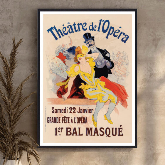 En majestætisk vintage-plakat, der fanger den storhed og elegance, der definerer Théâtre de l'Opéra. Farverne og kompositionen udstråler dramatik og kunstnerisk finesse.