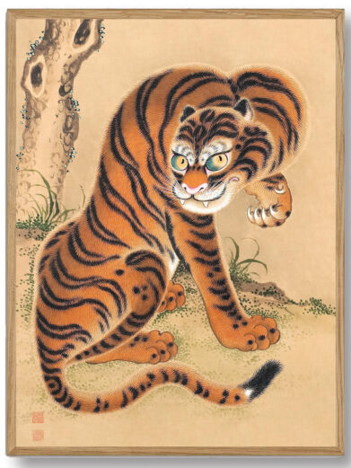Med sin kombination af farver og detaljer forener denne plakat kunstnerisk præcision med naturens styrke. Den er perfekt for dyrelskere og dem, der ønsker at bringe et stærkt og inspirerende element fra den japanske kultur ind i deres hjem.