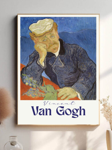 I dette portræt fanger Van Gogh en følelse af både styrke og sårbarhed i Dr. Gachet. De varme farver og den detaljerede skildring af hans ansigt fremhæver hans menneskelighed og dybde, hvilket giver et intimt indblik i hans personlighed og sindstilstand.