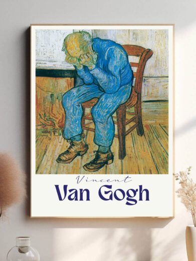 I dette værk fjerner Van Gogh al forfængelighed og præsenterer den ældre mand i en rå og sårbar tilstand. De hårde linjer og de dystre toner formidler en kraftfuld følelse af ensomhed og sorg, hvilket vækker empati og eftertanke om livets svære tider.
