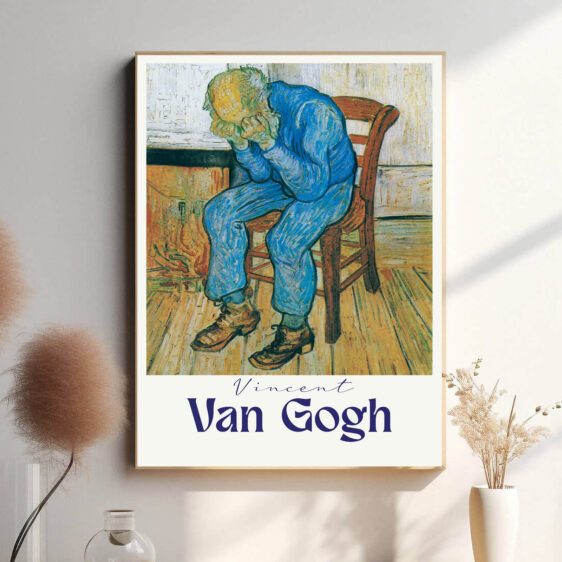 I dette værk fjerner Van Gogh al forfængelighed og præsenterer den ældre mand i en rå og sårbar tilstand. De hårde linjer og de dystre toner formidler en kraftfuld følelse af ensomhed og sorg, hvilket vækker empati og eftertanke om livets svære tider.