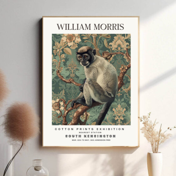 Denne plakat fremhæver den dybe forbindelse mellem natur og kunst i Morris' arbejde. Mønstrene i Abe fremkalder den organiske skønhed, der er så karakteristisk for hans stil.