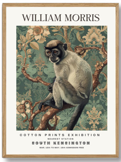 En smuk illustration, der fremhæver William Morris’ indflydelse på det engelske kunsthåndværk. Abe er et ideelt valg for dem, der elsker vintage og klassisk design fra Arts and Crafts-bevægelsen.