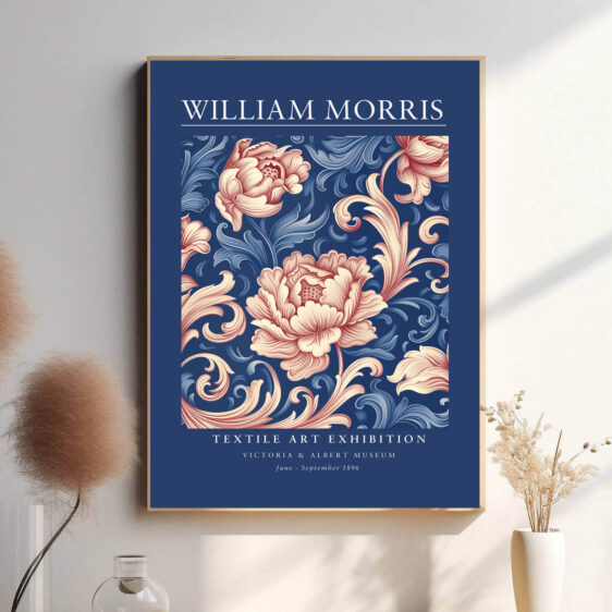 Morris’ Blue Flower design fanger naturens enkle skønhed i et tidløst mønster. De blå blomster er både subtile og iøjnefaldende, hvilket gør plakaten ideel til at bringe et strejf af naturens ro og elegance ind i hjemmet, samtidig med at den bevarer en klassisk æstetik.