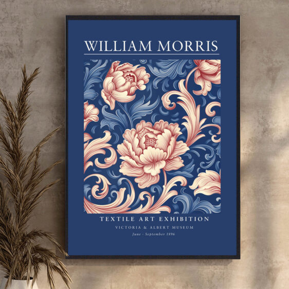 Denne plakat af William Morris fanger skønheden i blå blomster, som udstråler elegance og ro. De bløde blå nuancer og de fine detaljer i blomsterne skaber en beroligende atmosfære, perfekt til at tilføje et sofistikeret og naturligt element til ethvert rum.