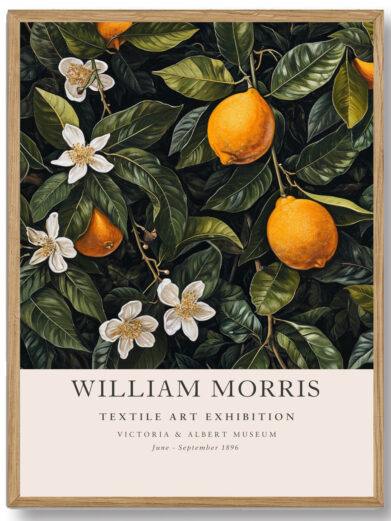 Morris’ Citron-design er et smukt eksempel på hans evne til at forvandle simple naturmotiver til kunstværker. De fine linjer og levende farver gør plakaten både æstetisk tiltalende og dekorativ, ideel for dem, der ønsker at bringe et strejf af natur og kunst ind i deres hjem.