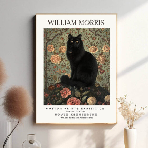 Morris’ Cat design fanger kattens naturlige skønhed og elegante holdning. Katten, som ofte symboliserer både frihed og mystik, bringer et symbolsk element til hjemmet, samtidig med at de fine linjer og detaljer gør plakaten til et dekorativt kunstværk.
