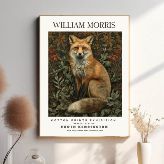 Morris’ Fox design fanger rævens kloge og snedige natur med en kunstnerisk tilgang. De subtile linjer og farver fremhæver dyrets elegante bevægelser, og det symboliserer naturens dygtighed og tilpasningsevne. Denne plakat er både dekorativ og symbolsk, hvilket giver et unikt udtryk til hjemmet.
