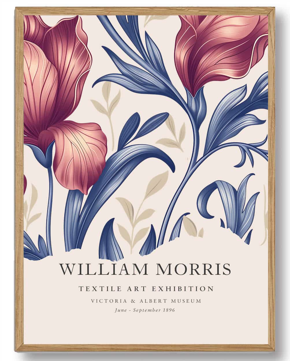 William Morris - Textile red blue flower