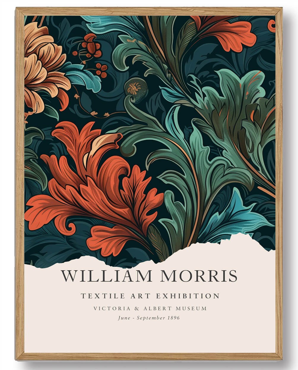 William Morris Textile Red Flower