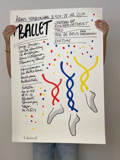 Bo Bendixen plakat: Balletforestilling, farverige detaljer, unik stil. Perfekt til kunstelskere. Limited edition plakat.