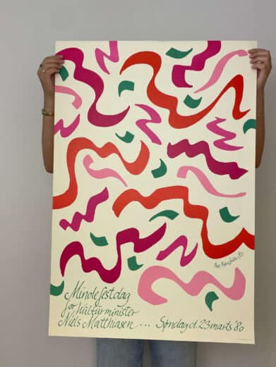 Bo Bendixen plakat med røde, pink og grønne abstrakte former. Originalt design fra 1980. Limited edition.