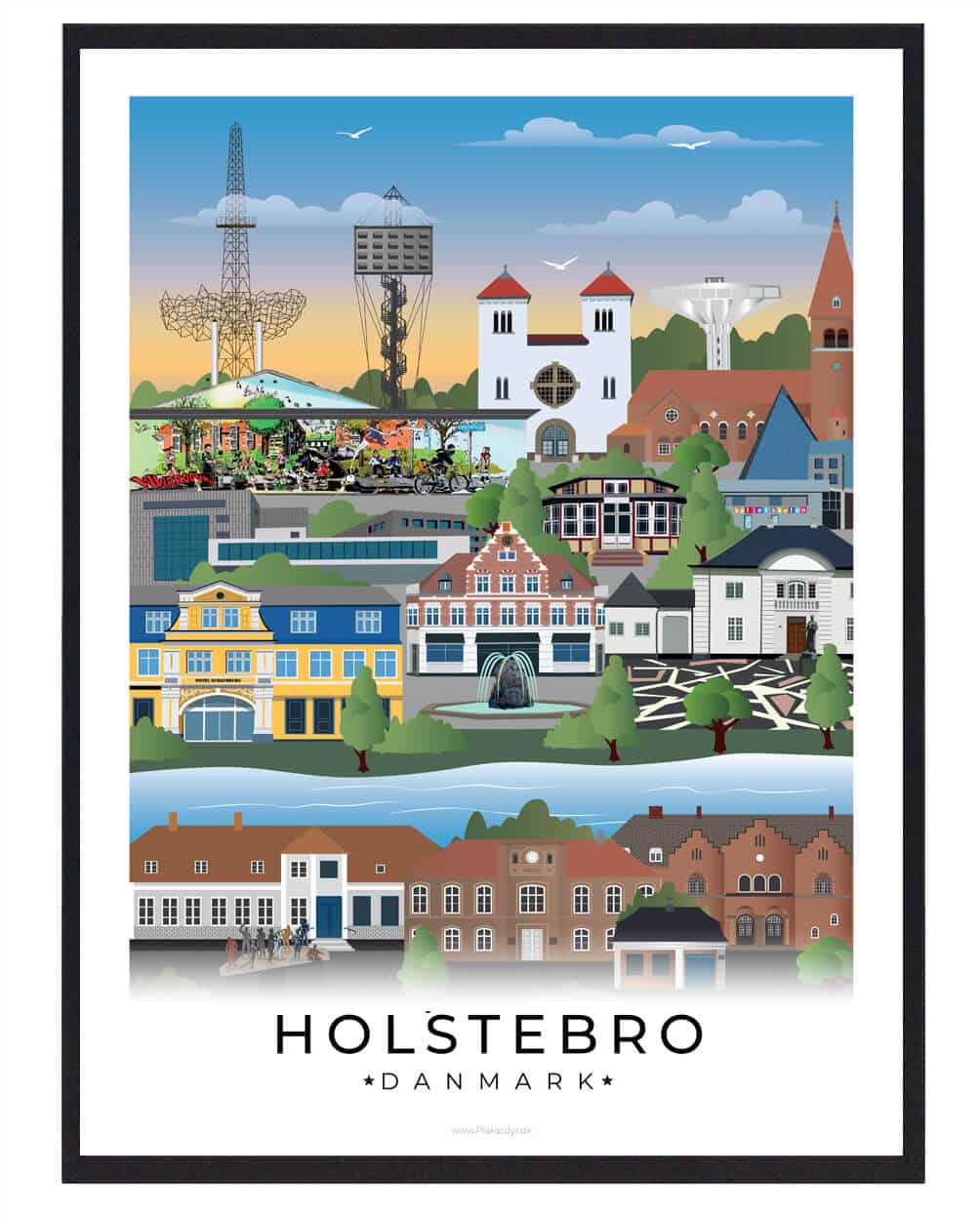 Holstebro byplakat med hvid kant