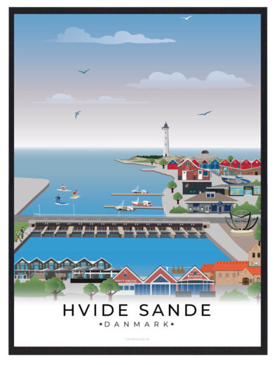 Lærredstryk med motiv i farver af Hvide Sande