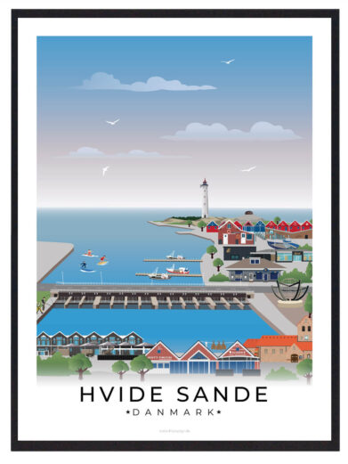 Hvide Sande plakat med hvid kant