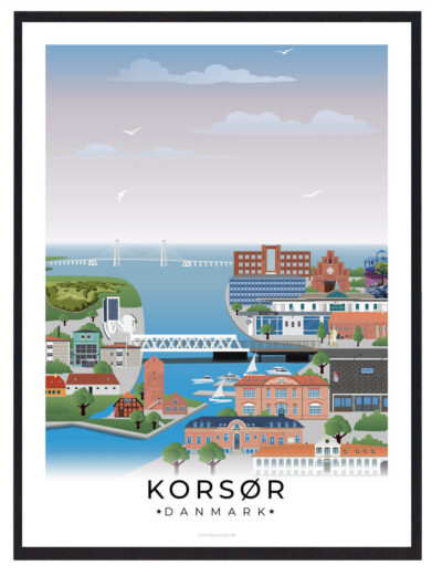 Korsør plakat med hvid kant