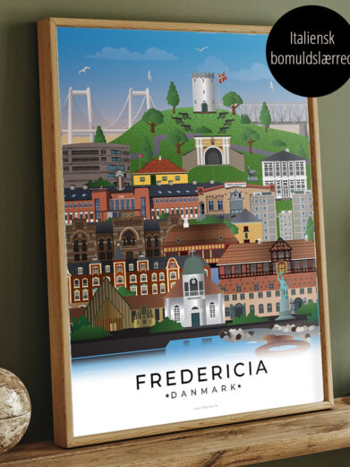 Canvasbillede af Fredericia by i farver