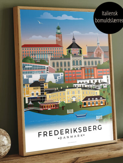 Frederiksberg by plakat i masser af farver på et lærredstryk