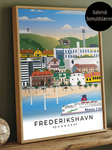 Billede på lærred af Frederikshavn by plakat i farver