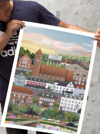 Flot Mariager plakat af Martin Rahr. Farverig bybilleder fra Nordjylland, perfekt til Hobro elskere. Se tilbud!