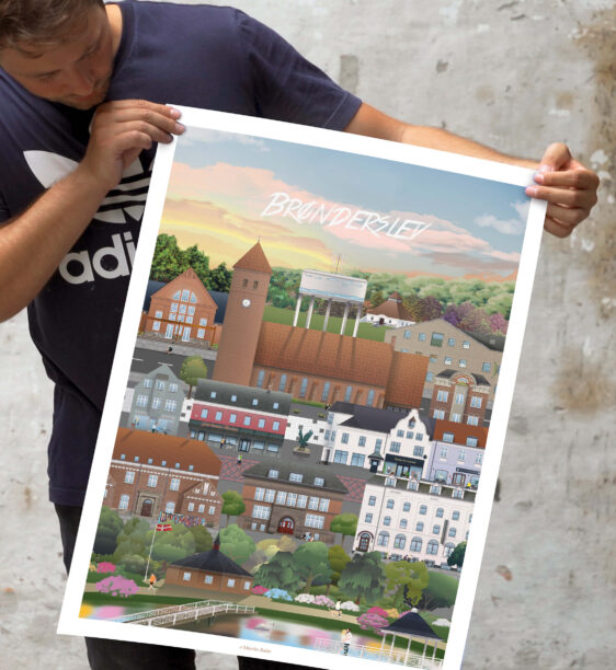 Flot Mariager plakat af Martin Rahr. Farverig bybilleder fra Nordjylland, perfekt til Hobro elskere. Se tilbud!