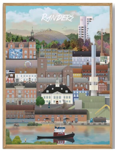 Martin Rahr Nyborg plakat. Bybillede i flotte farver med kendte vartegn. Perfekt til stuen eller kontoret. Køb Nyborg plakaten her!