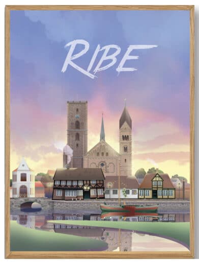 Flot Næstved plakat af Martin Rahr. Bybillede i rolige farver, der fanger byens essens. Perfekt til stuen!