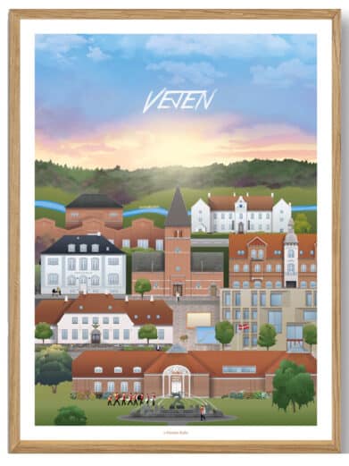 Martin Rahr's "Vejen" plakat. Billeder af Ans, Silkeborg i et attraktivt design. Perfekt til at vise din kærlighed til byen.