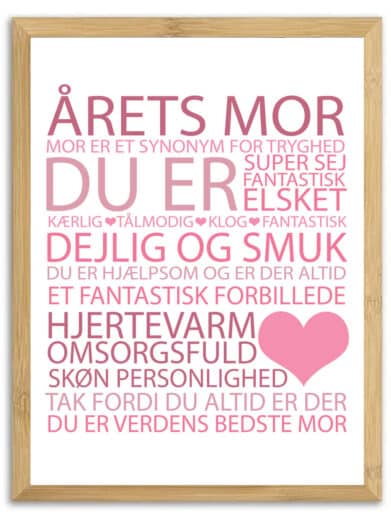 Restparti Årets mor plakat i Bambus ramme