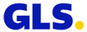 GLS logo i blåt med gul prik til footer. Nem og hurtig pakkelevering.