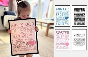 Citatplakater til bolig: 'Årets Mor' plakat. Perfekt gaveidé til mor. Se vores udvalg i mobil menu.