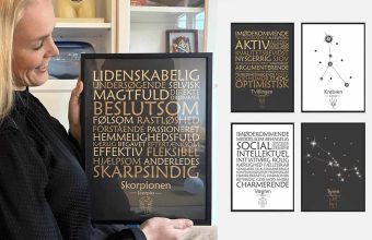 Stjernetegn Skorpionen plakat. Boligindretning med astrologi. Mobil menu bolig.