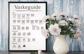 Vaskeguide plakat til boligindretning. Overblik over vaskesymboler og vejledning. Perfekt til nem vask.